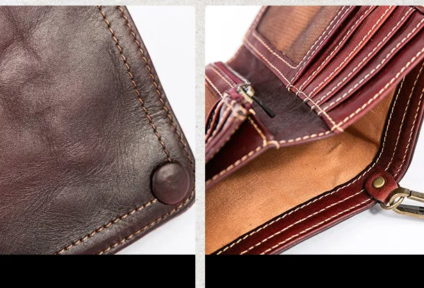 Handmade Genuine Leather Wallet billfold Leather Wallet Slim Bifold Wallet Wristlet Bag For Women