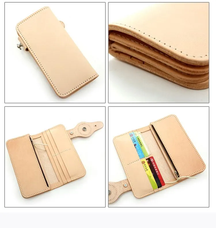 Handmade Leather Biker Chain Wallet Mens Cool Chain Long Wallet with Chain
