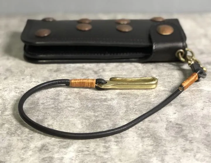 Handmade Leather Biker Wallet Long Mens Cool Chain Wallet Trucker Wallet with Chain