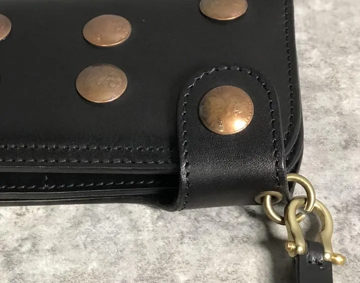 Handmade Leather Biker Wallet Long Mens Cool Chain Wallet Trucker Wallet with Chain