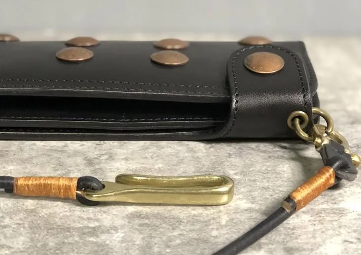 Handmade Leather Biker Wallet Long Mens Cool Chain Wallet Trucker Wallet with Chain
