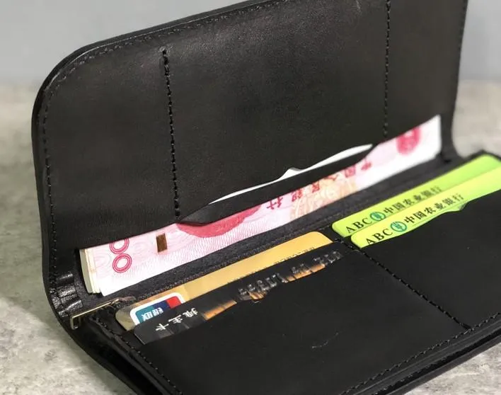 Handmade Leather Biker Wallet Long Mens Cool Chain Wallet Trucker Wallet with Chain