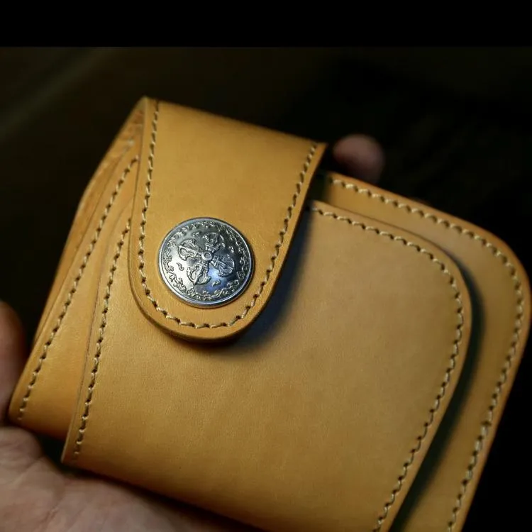 Handmade Leather Biker Wallet Mens Cool Chain Wallet Trucker Wallet with Chain