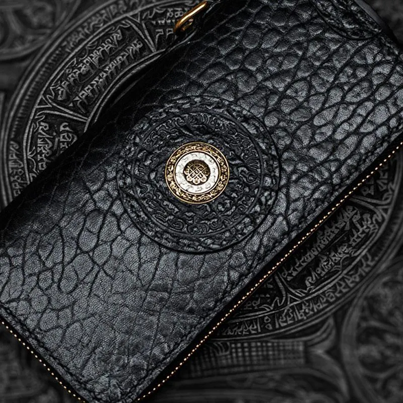 Handmade Leather Black Chain Wallet Mens Biker Wallet Cool Leather Wallet Long Wallets for Men