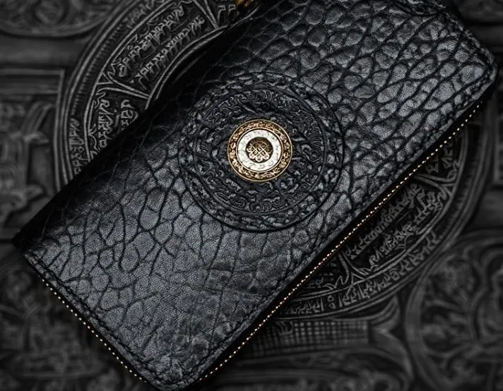 Handmade Leather Black Chain Wallet Mens Biker Wallet Cool Leather Wallet Long Wallets for Men