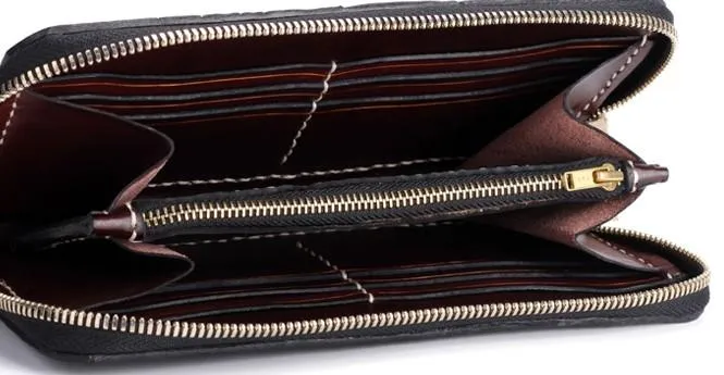 Handmade Leather Buddha&Demon Mens Tooled Chain Biker Wallet Cool Leather Long Wallet With Chain Wallets for Men
