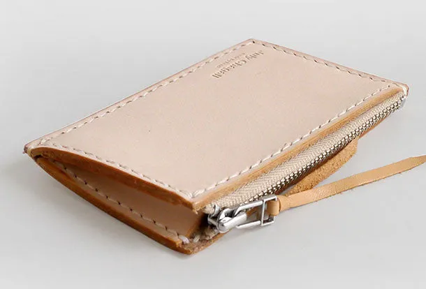 Handmade Leather card change zipper coin wallet purse cute small women wallet