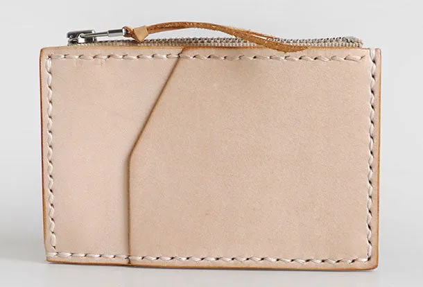 Handmade Leather card change zipper coin wallet purse cute small women wallet