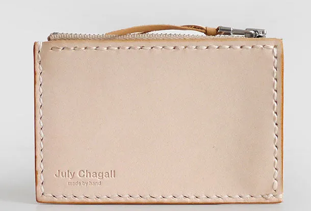 Handmade Leather card change zipper coin wallet purse cute small women wallet