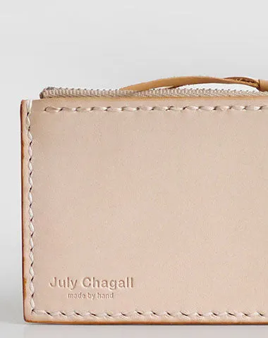Handmade Leather card change zipper coin wallet purse cute small women wallet