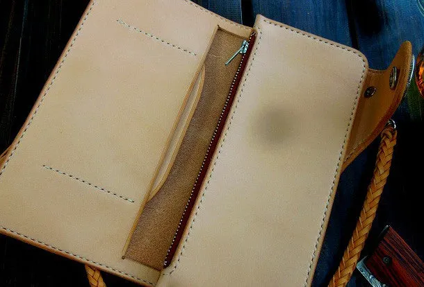 Handmade leather chain biker wallet bifold trucker wallets Chain Long wallet for men
