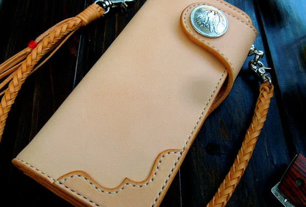 Handmade leather chain biker wallet bifold trucker wallets Chain Long wallet for men