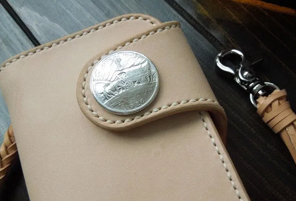 Handmade leather chain biker wallet bifold trucker wallets Chain Long wallet for men