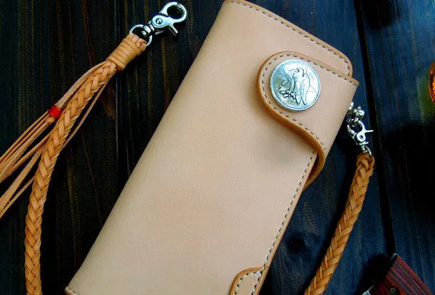 Handmade leather chain biker wallet bifold trucker wallets Chain Long wallet for men
