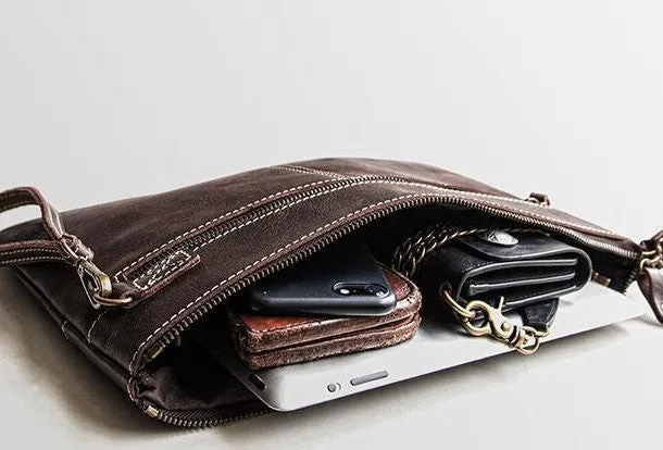Handmade leather clutch bag wallet leather ipad case men Black long wallet