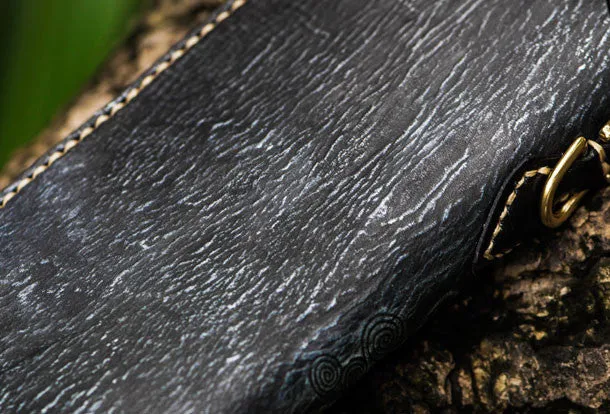Handmade leather Geneisha biker wallet clutch zip long wallet black leather men phone