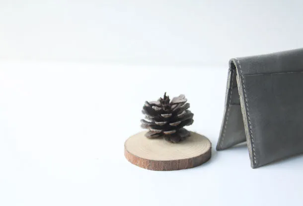 Handmade leather gray phone clutch purse long wallet purse clutch women