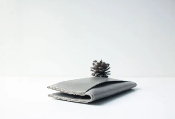 Handmade leather gray phone clutch purse long wallet purse clutch women
