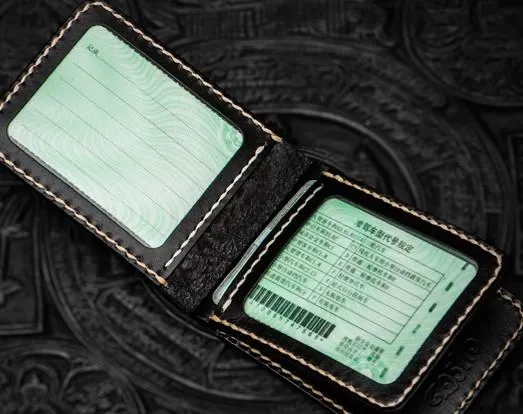 Handmade Leather License Wallet Tooled Carp Mens billfold Wallet Cool Leather Wallet Slim Wallet for Men