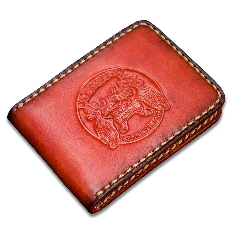 Handmade Leather License Wallet Tooled Mens billfold Wallet Cool Leather Wallet Slim Wallet for Men
