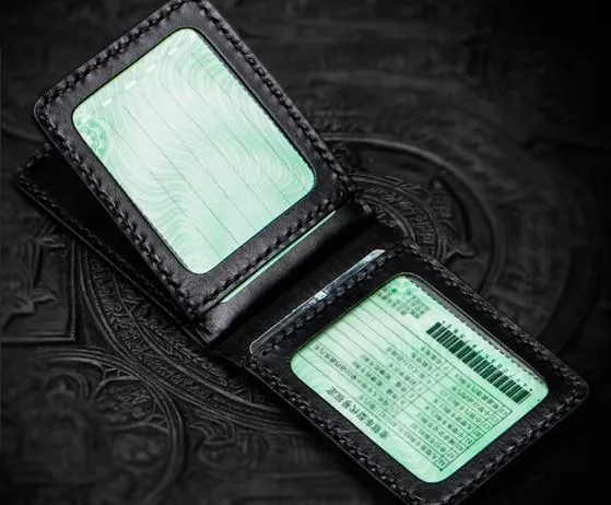 Handmade Leather License Wallet Tooled Mens Small Wallet Cool Leather Wallet billfold Wallet for Men