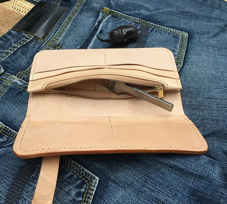 Handmade Leather Mens Biker Chain Wallets Cool Long Biker Wallets with Chain