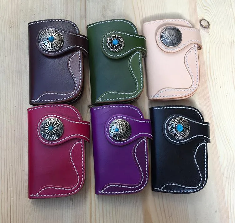 Handmade Leather Mens Biker Key Wallet Cool Key Wallets Card Wallet for Men