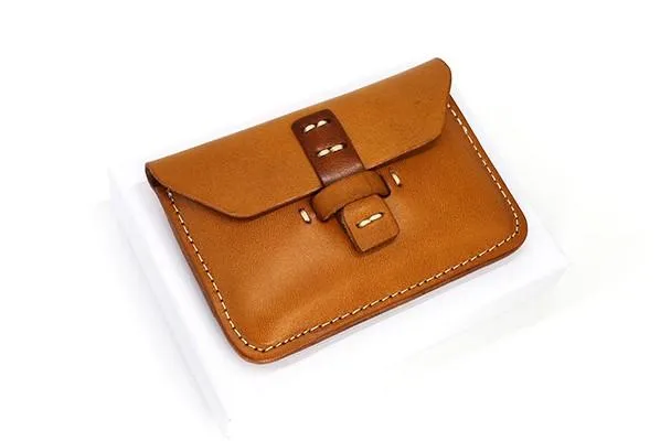 Handmade Leather Mens Card Wallets Front Pocket Wallet Small Change Wallets for Men