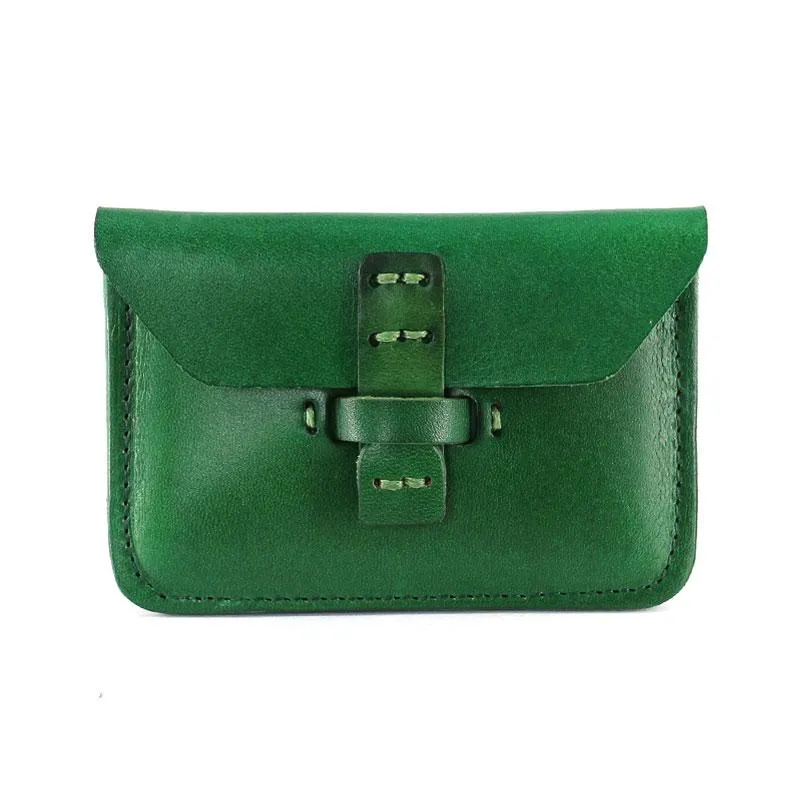 Handmade Leather Mens Card Wallets Front Pocket Wallet Small Change Wallets for Men
