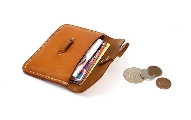 Handmade Leather Mens Card Wallets Front Pocket Wallet Small Change Wallets for Men