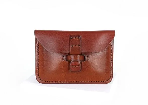Handmade Leather Mens Card Wallets Front Pocket Wallet Small Change Wallets for Men