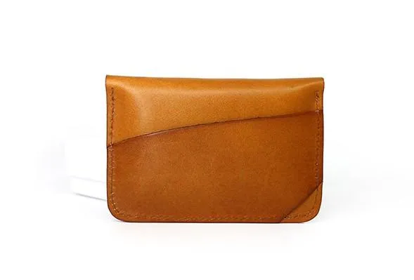 Handmade Leather Mens Card Wallets Front Pocket Wallet Small Change Wallets for Men