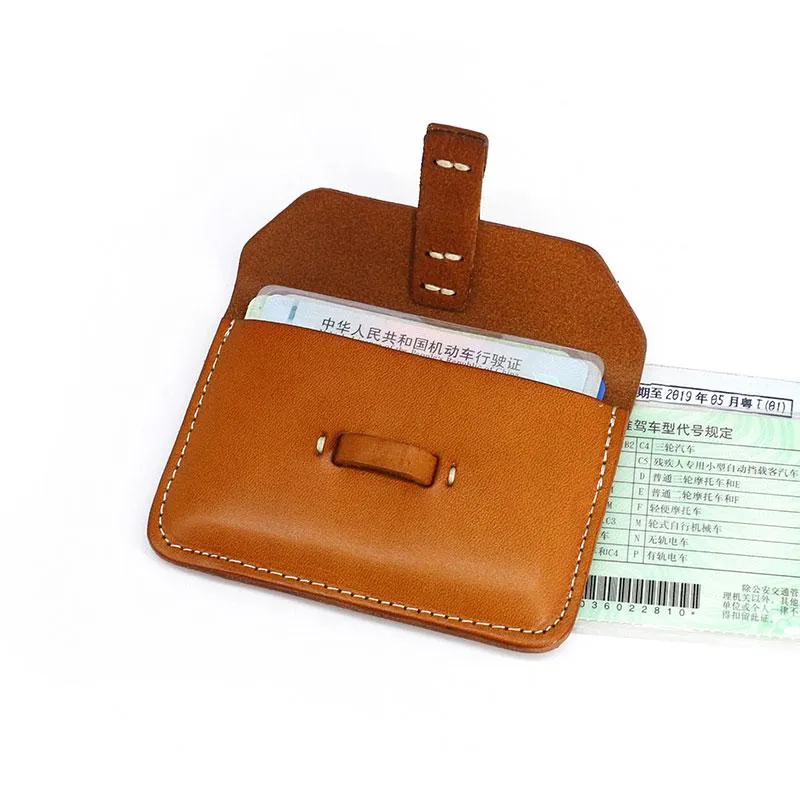 Handmade Leather Mens Card Wallets Front Pocket Wallet Small Change Wallets for Men