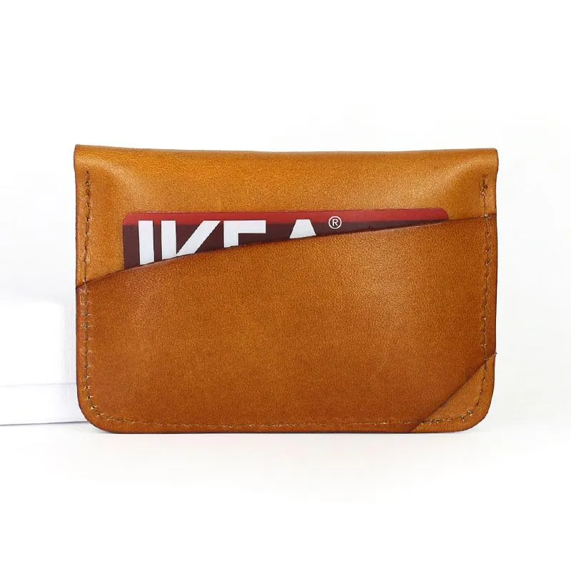 Handmade Leather Mens Card Wallets Front Pocket Wallet Small Change Wallets for Men