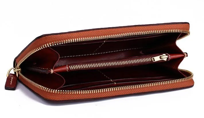 Handmade Leather Mens Chain Biker Wallet Cool Leather Wallet Long Phone Wallets for Men