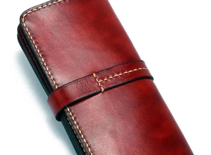 Handmade Leather Mens Chain Biker Wallet Cool Leather Wallet Long Phone Wallets for Men