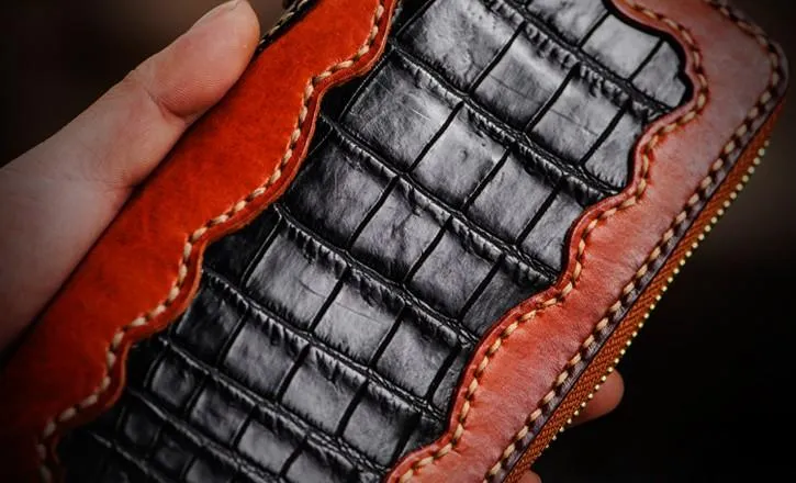 Handmade Leather Mens Chain Biker Wallet Cool Leather Wallet Long Wallets for Men