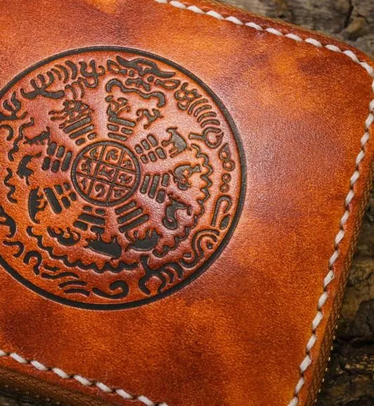 Handmade Leather Mens Chain Biker Wallet Cool Leather Wallet Small Wallets for Men