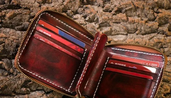 Handmade Leather Mens Chain Biker Wallet Cool Leather Wallet Small Wallets for Men