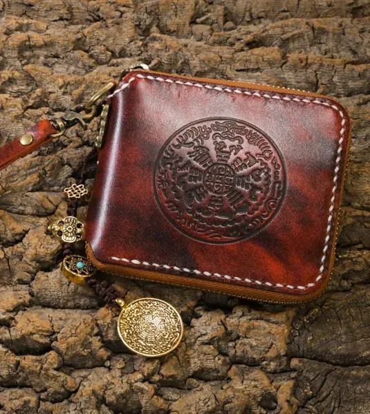 Handmade Leather Mens Chain Biker Wallet Cool Leather Wallet Small Wallets for Men