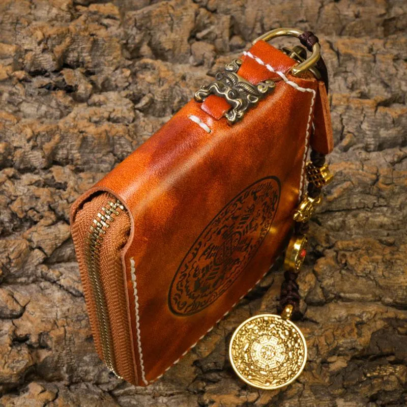 Handmade Leather Mens Chain Biker Wallet Cool Leather Wallet Small Wallets for Men