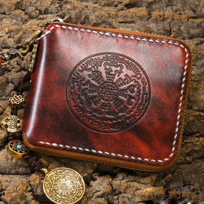 Handmade Leather Mens Chain Biker Wallet Cool Leather Wallet Small Wallets for Men