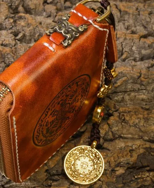 Handmade Leather Mens Chain Biker Wallet Cool Leather Wallet Small Wallets for Men