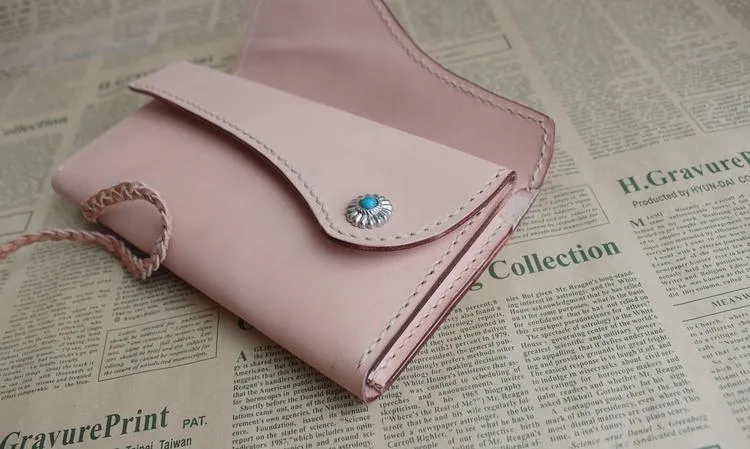 Handmade Leather Mens Clutch Long Wallets Cool Vintage Long Wallet for Women
