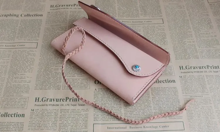 Handmade Leather Mens Clutch Long Wallets Cool Vintage Long Wallet for Women