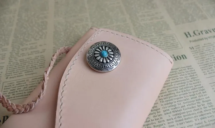 Handmade Leather Mens Clutch Long Wallets Cool Vintage Long Wallet for Women