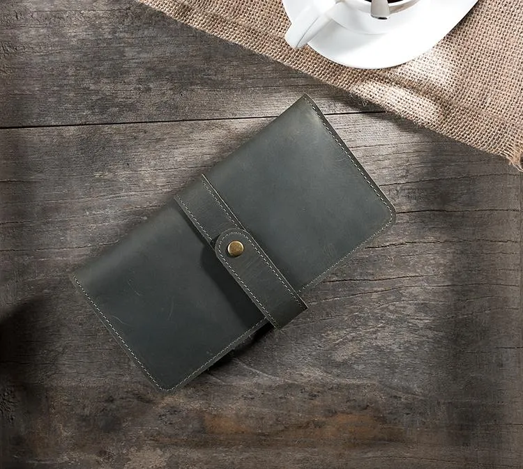 Handmade Leather Mens Clutch Wallet Cool Leather Wallet Long Phone Wallets for Men