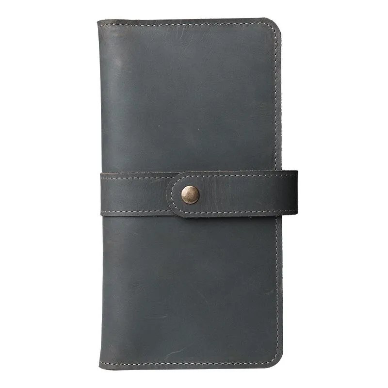 Handmade Leather Mens Clutch Wallet Cool Leather Wallet Long Phone Wallets for Men