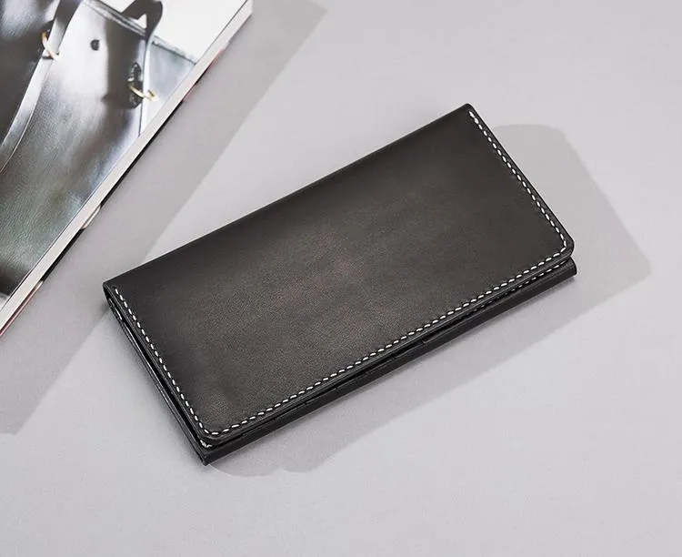 Handmade Leather Mens Clutch Wallet Cool Leather Wallet Long Phone Wallets for Men