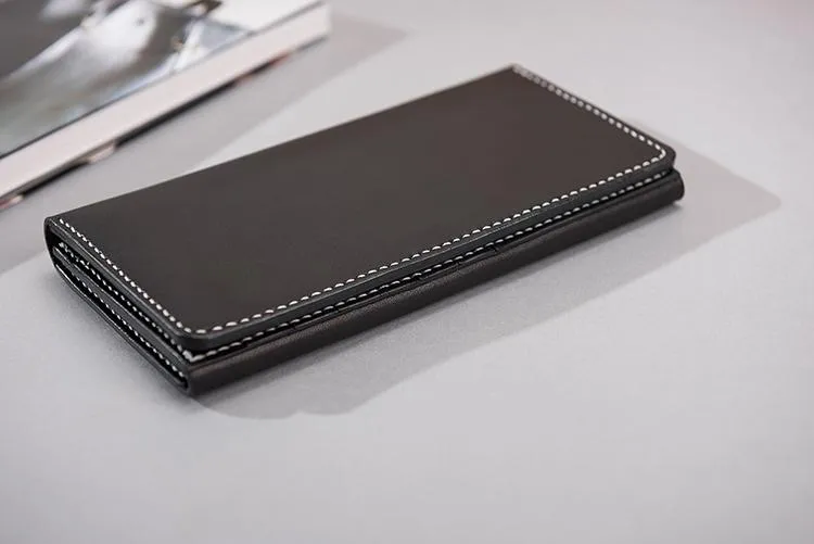 Handmade Leather Mens Clutch Wallet Cool Leather Wallet Long Phone Wallets for Men